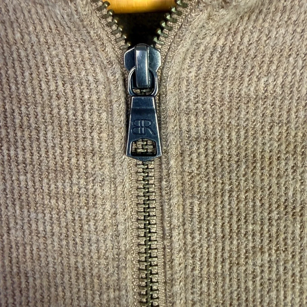 Banana Republic Mens Tan Khaki Waffle Knit Quarter Zip Pullover Sweater M